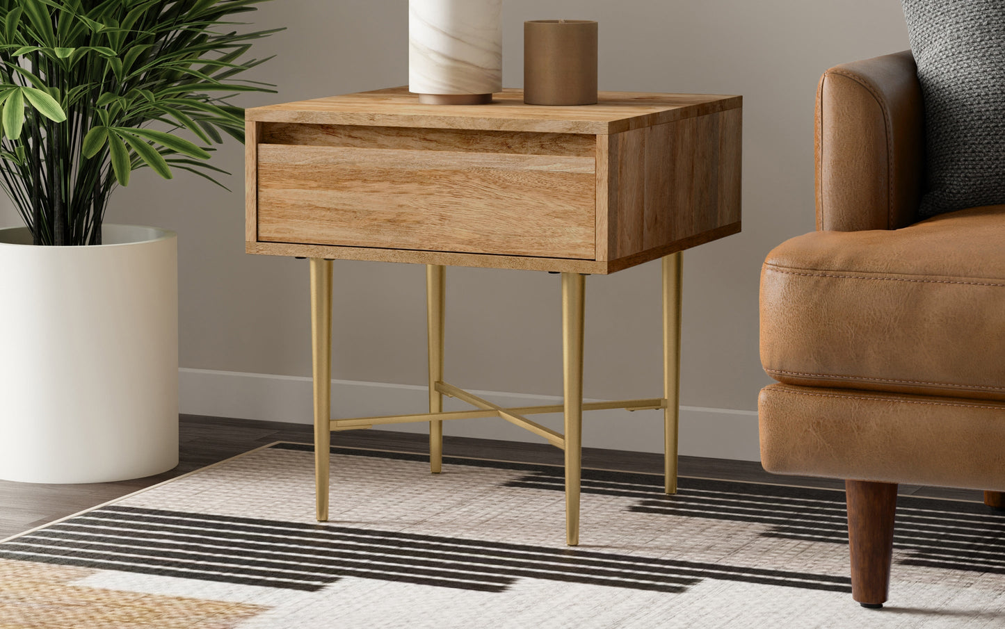 Natural Mango | Fallon End Table with Drawer