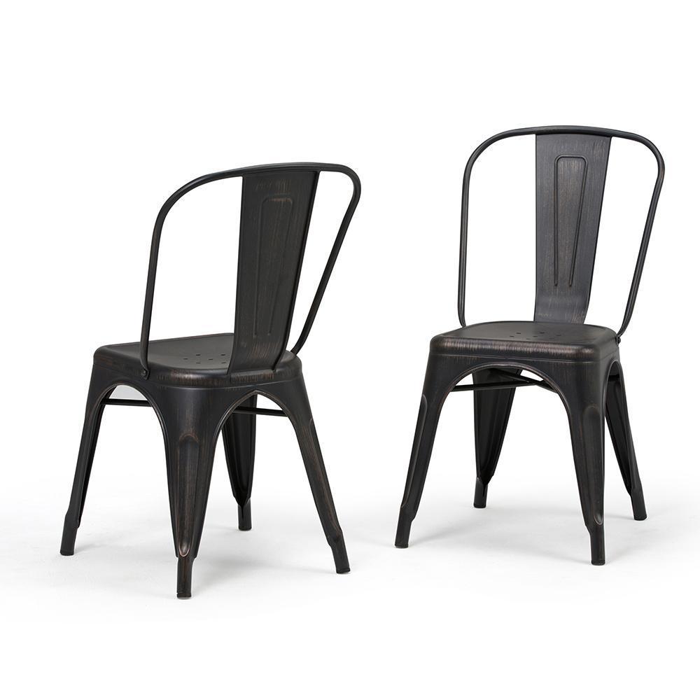 Distressed Black and Copper  | Fletcher Metal Dining Side Chair