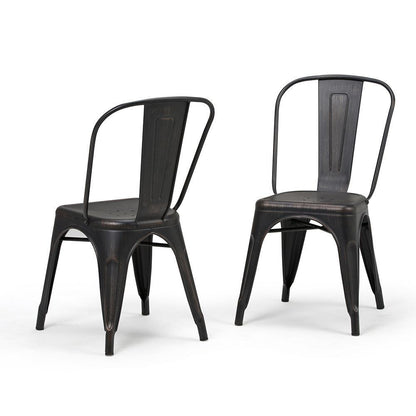 Distressed Black and Copper  | Fletcher Metal Dining Side Chair