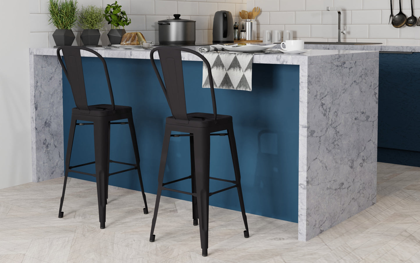 Black 24 inch | Fletcher 24 inch Metal Counter Height Stool (Set of 2)