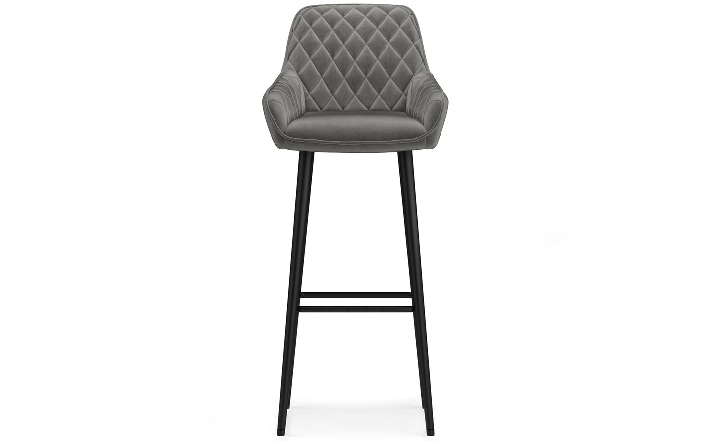 Grey Velvet Fabric | Garey Bar Stool (Set of 2)