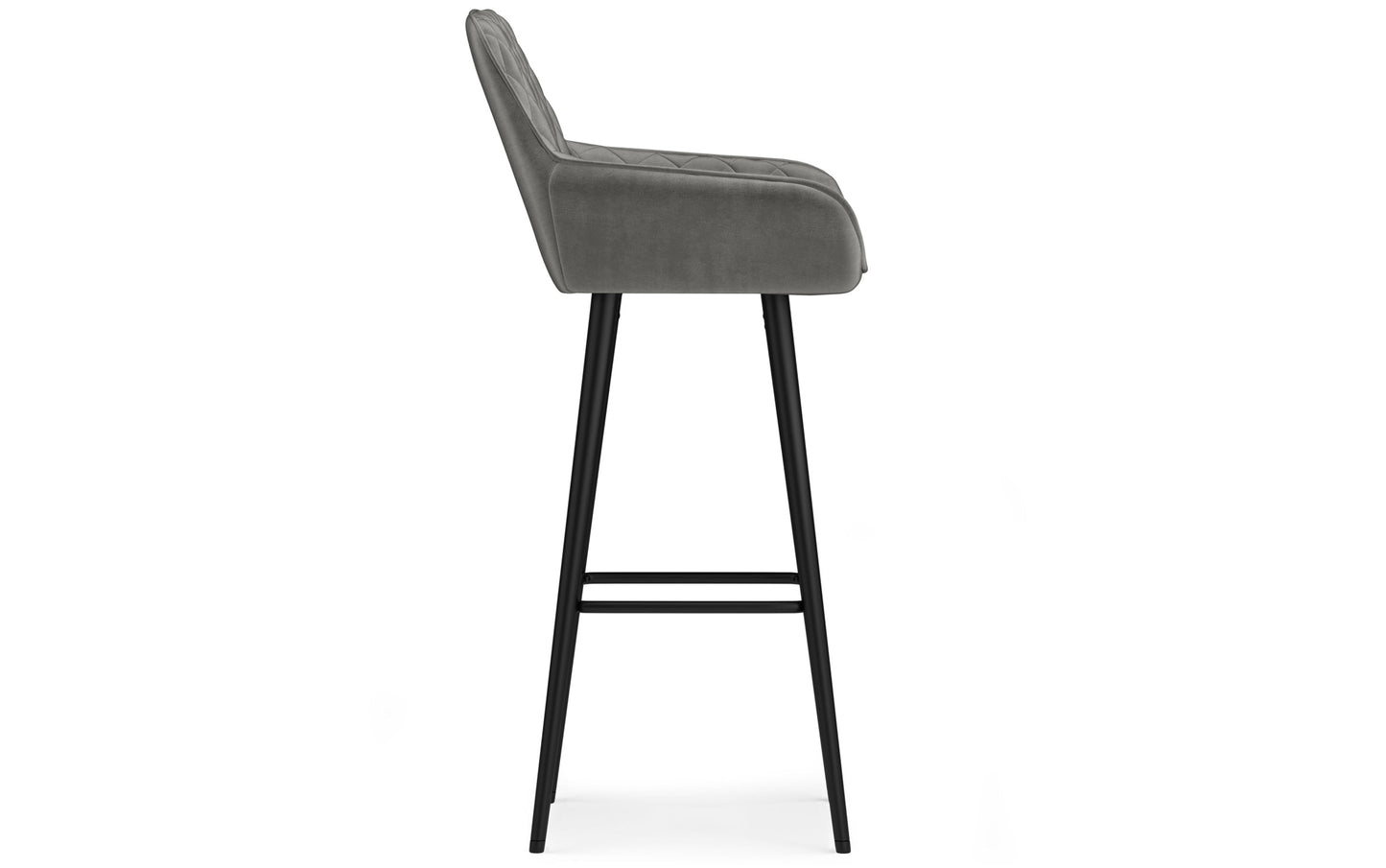 Grey Velvet Fabric | Garey Bar Stool (Set of 2)