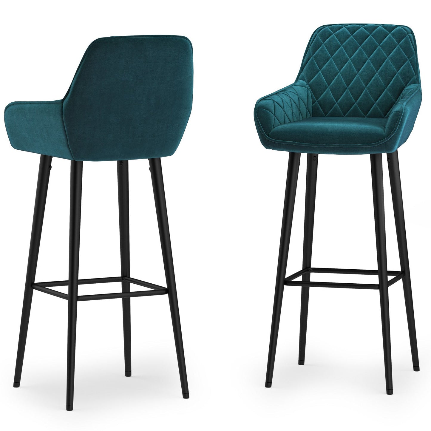 Teal Velvet Fabric | Garey Bar Stool (Set of 2)