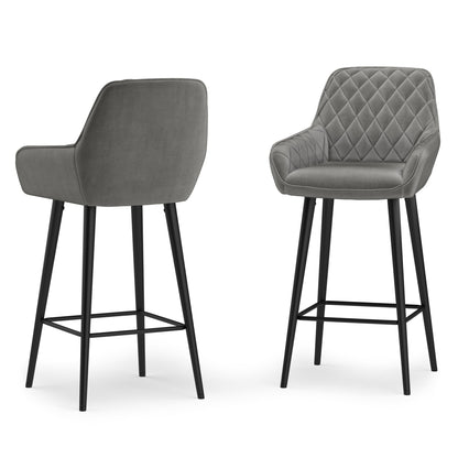 Grey Velvet Fabric | Garey Counter Height Stool (Set of 2)