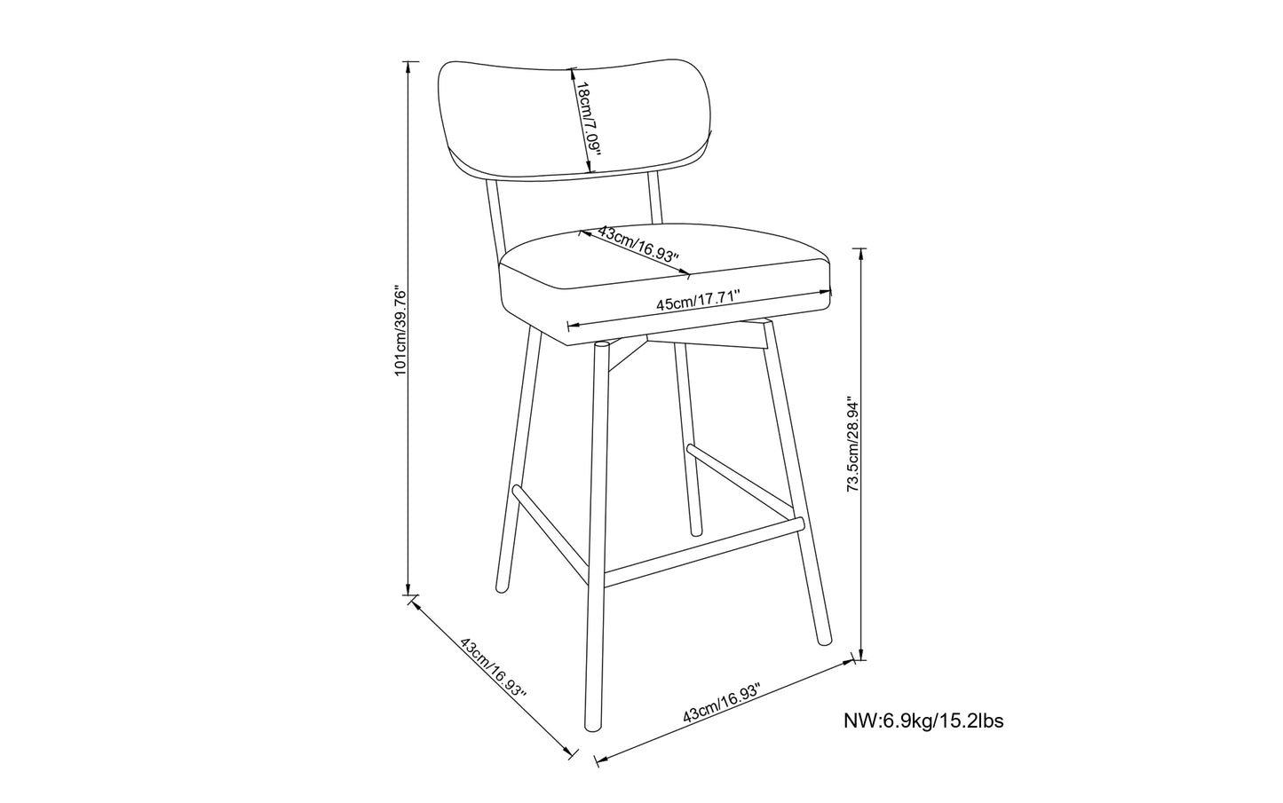 Light Grey Linen Style Fabric | Giselle Swivel Bar Stool (Set of 2)