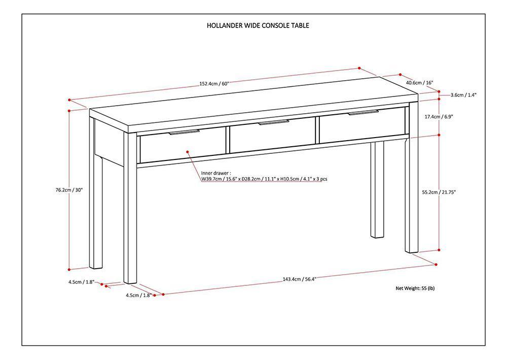 Hollander Solid Wood Wide Console Table