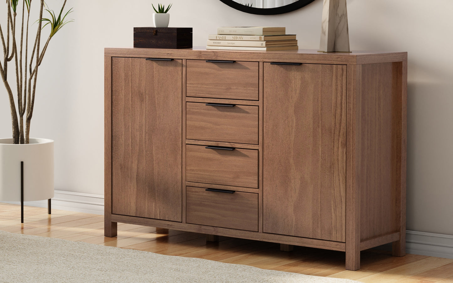 Medium Saddle Brown | Hollander Solid Wood Sideboard Buffet