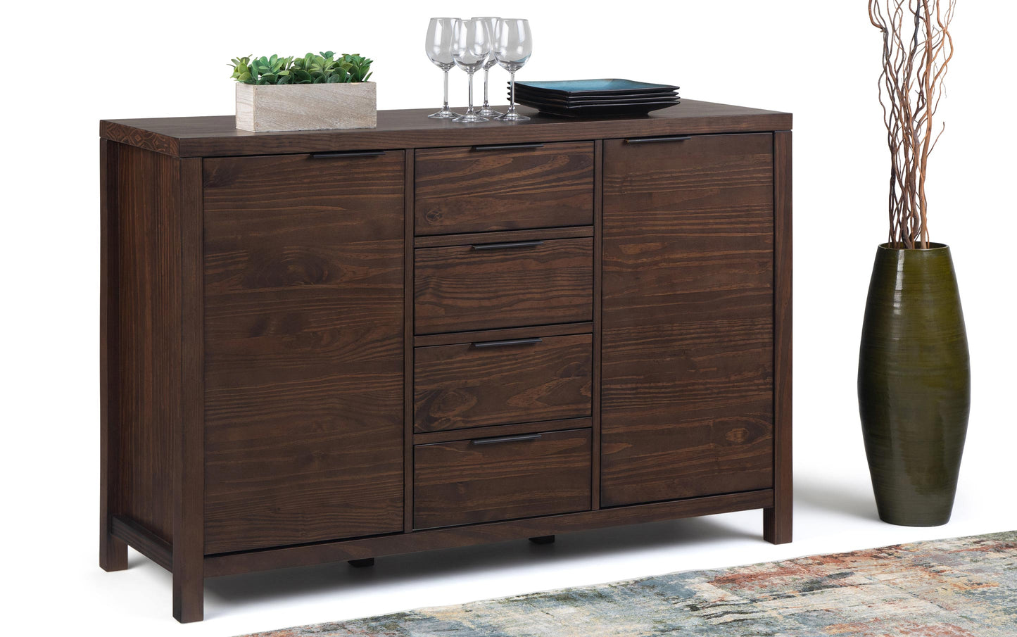 Warm Walnut Brown | Hollander Solid Wood Sideboard Buffet