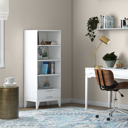 White | Harper 60 x 24 inch Bookcase with Storage