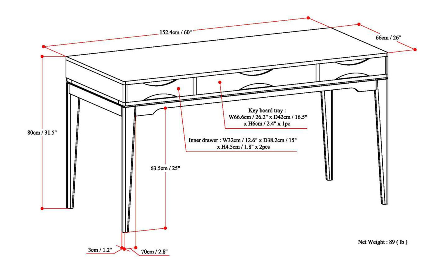 Farmhouse Grey | Harper 60 inch Desk