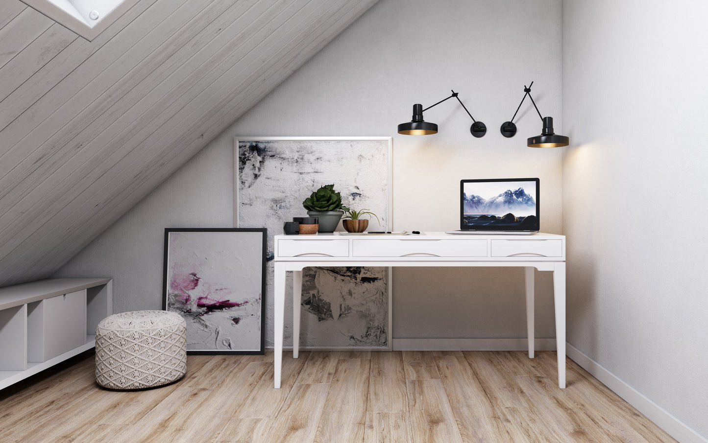 White | Harper 60 inch Desk