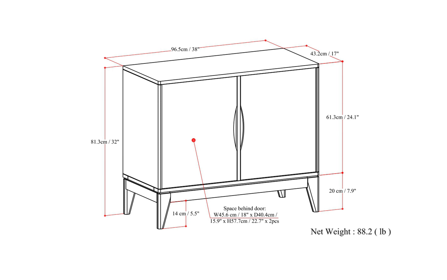 Walnut Brown | Harper 2 Door Sideboard Buffet / Storage Cabinet