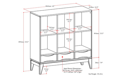 Walnut Brown | Harper Low 6 Cube Storage with Drawers