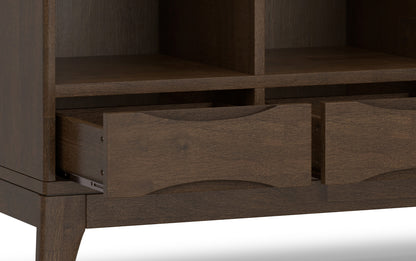 Walnut Brown | Harper Low 6 Cube Storage with Drawers