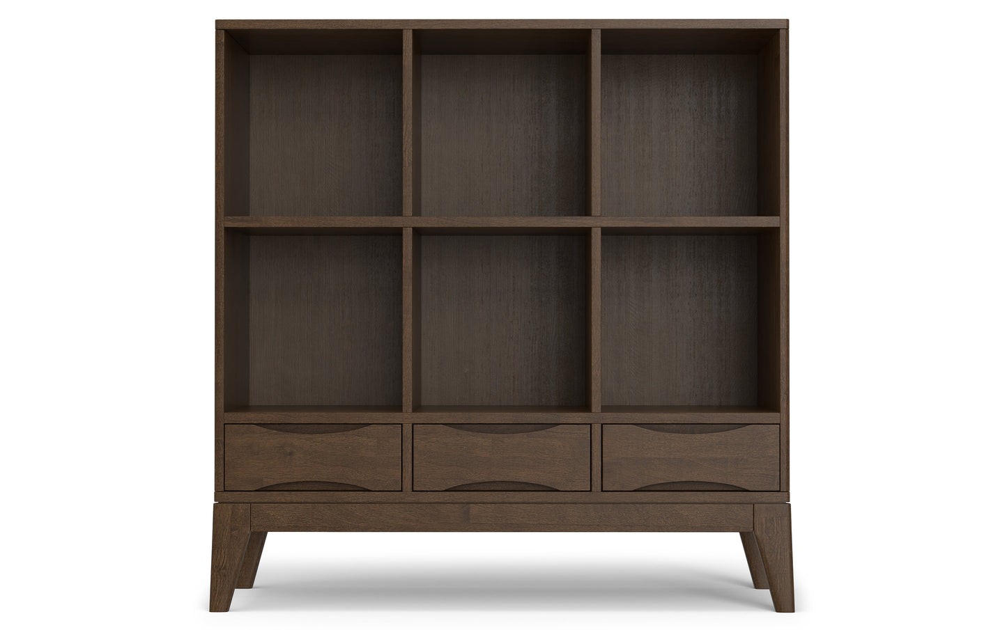 Walnut Brown | Harper Low 6 Cube Storage with Drawers