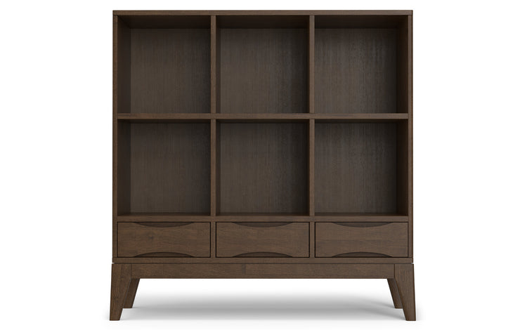 Walnut Brown | Harper Low 6 Cube Storage with Drawers