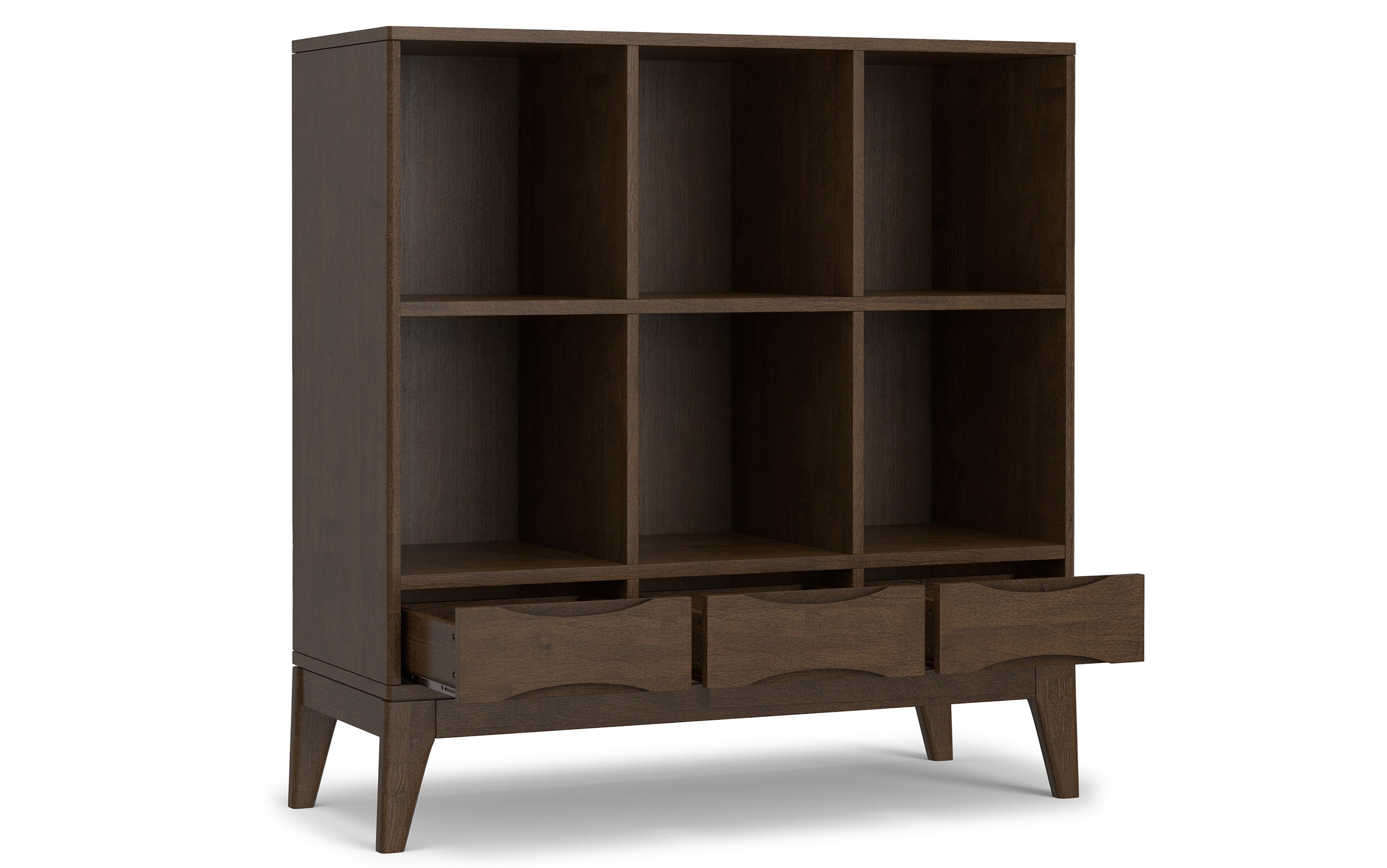 Walnut Brown | Harper Low 6 Cube Storage with Drawers