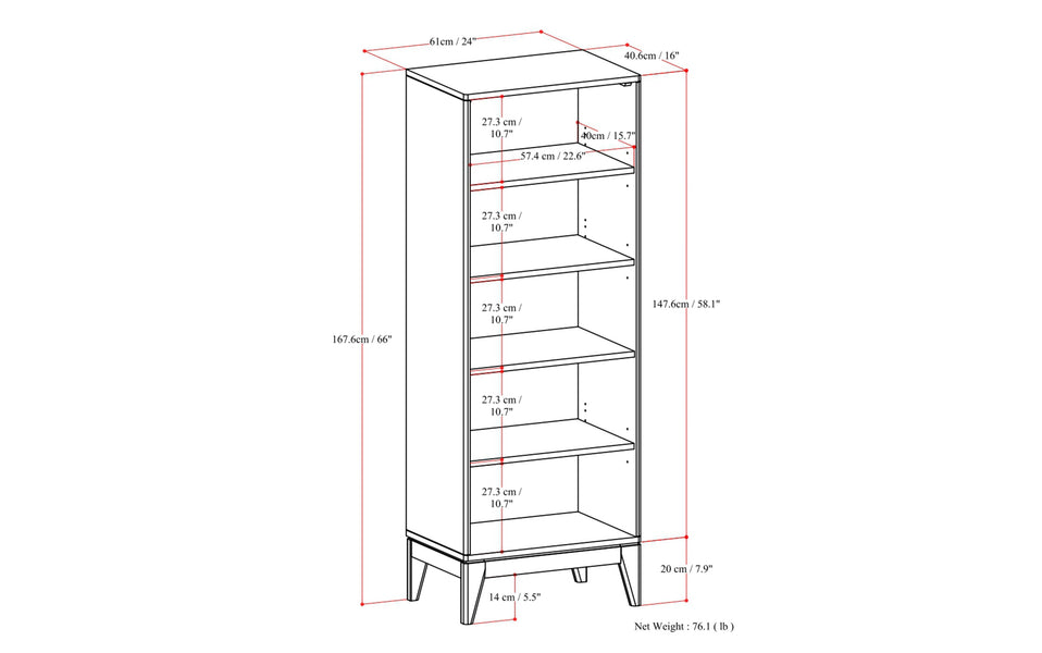 Walnut Brown | Harper 5 Shelf Bookcase