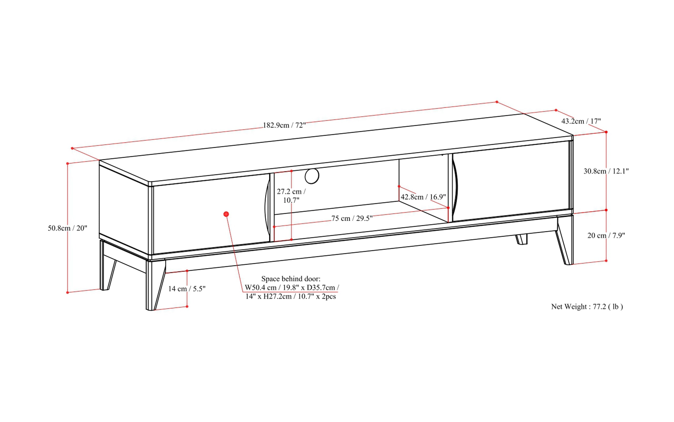 Walnut Brown | Harper 72 inch Low TV Media Stand