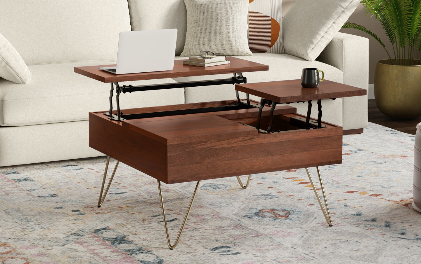 Umber Brown Mango | Hunter Lift Top Square Coffee Table