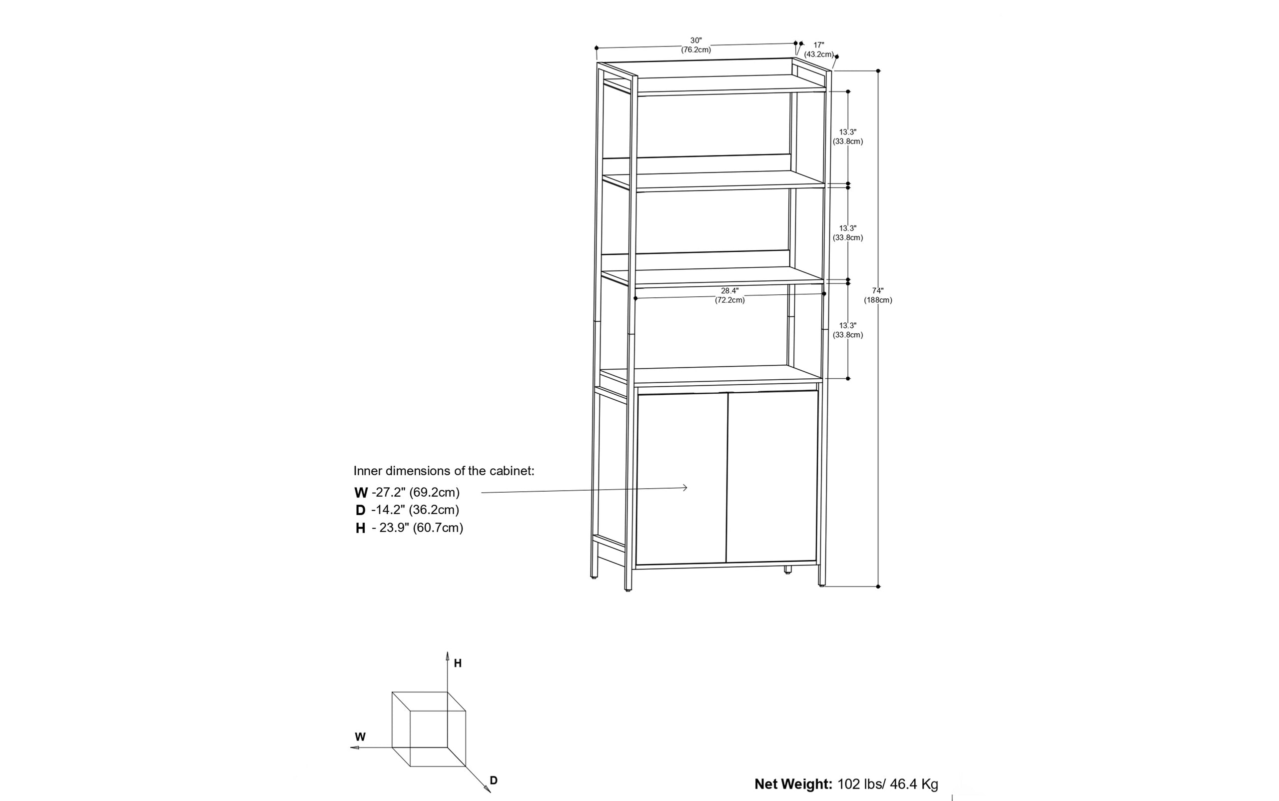 Natural | Kelsey Large Bookshelf with Cabinet