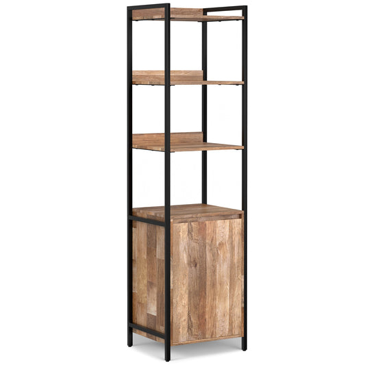 Natural | Kelsey Narrow Bookshelf with Cabinet