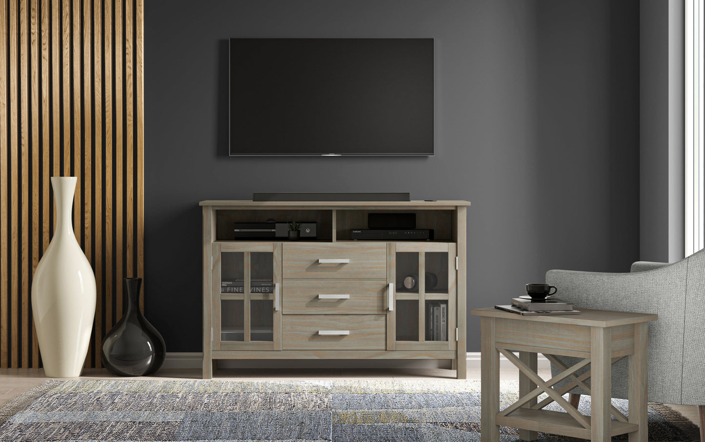 Distressed Grey | Kitchener Tall TV Stand