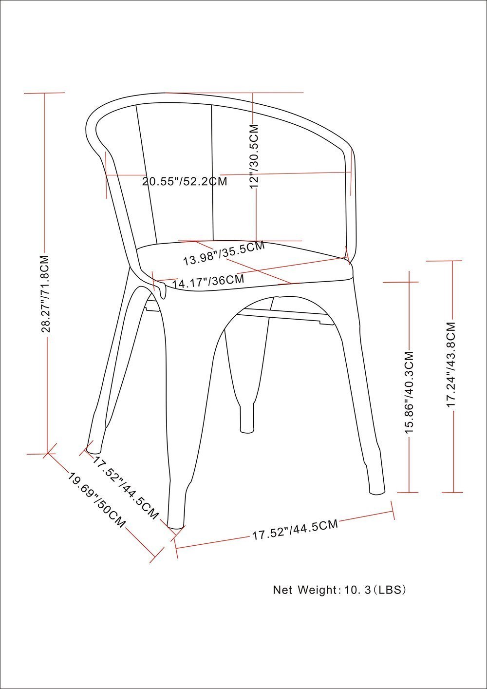 Distressed Black and Silver | Larkin Metal Dining Arm Chair