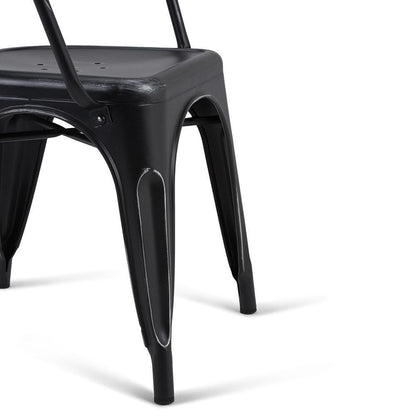 Distressed Black and Silver | Larkin Metal Dining Arm Chair