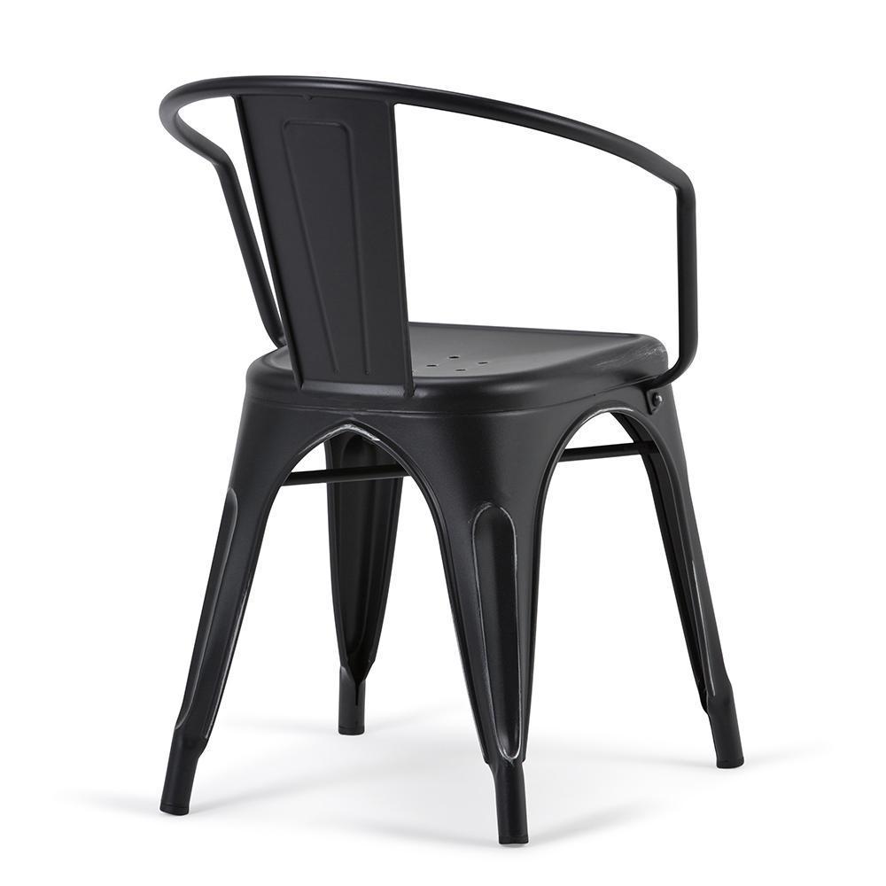 Distressed Black and Silver | Larkin Metal Dining Arm Chair