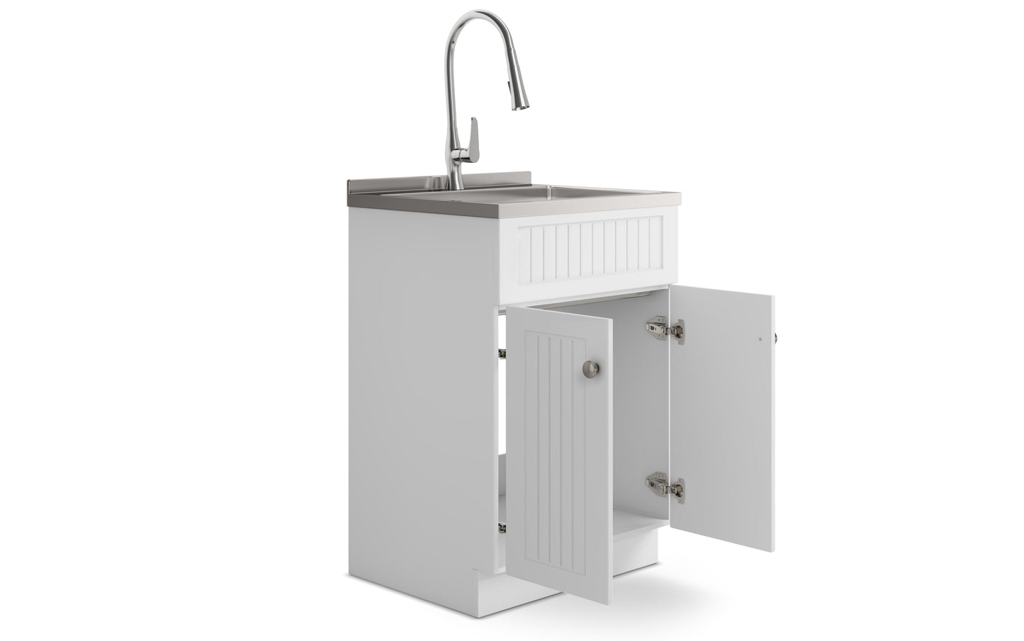 Beckham 24 inch Laundry Cabinet with Faucet and Stainless Steel Sink