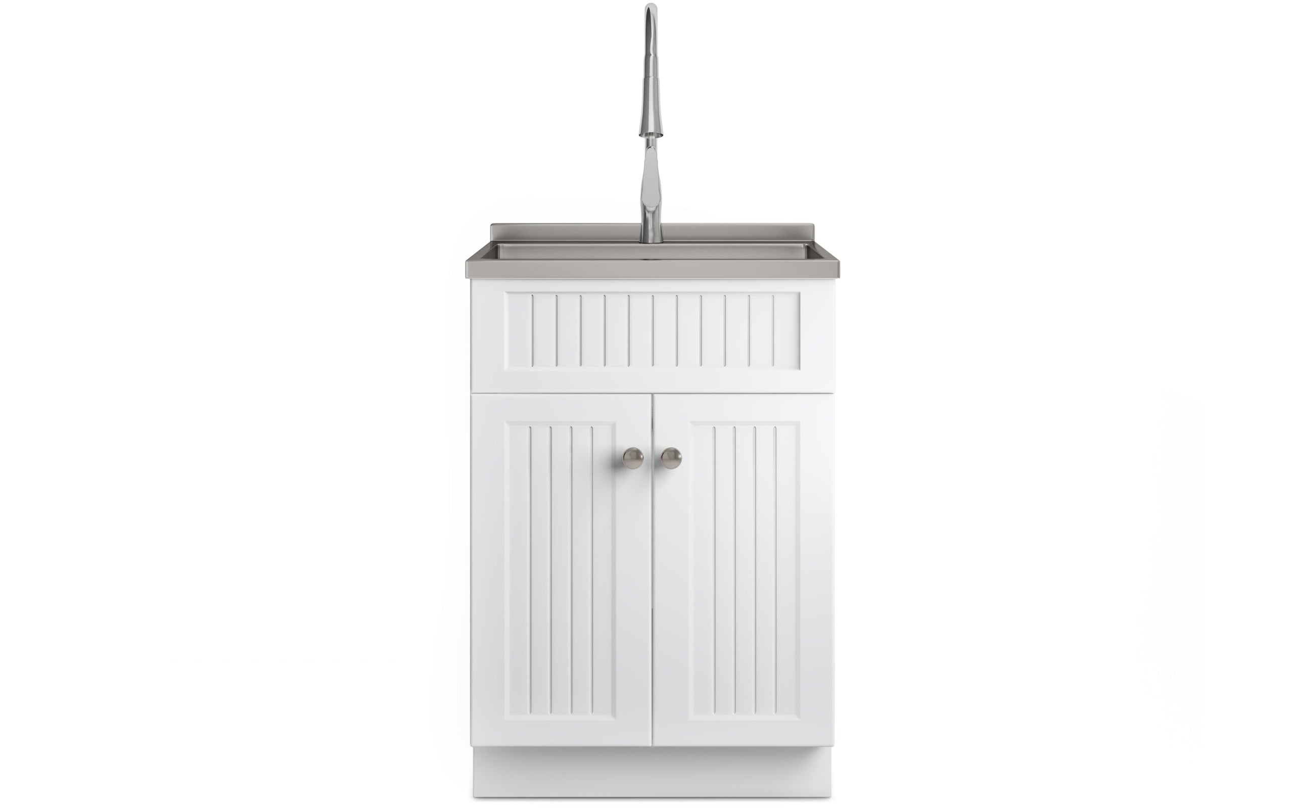 Beckham 24 inch Laundry Cabinet with Faucet and Stainless Steel Sink