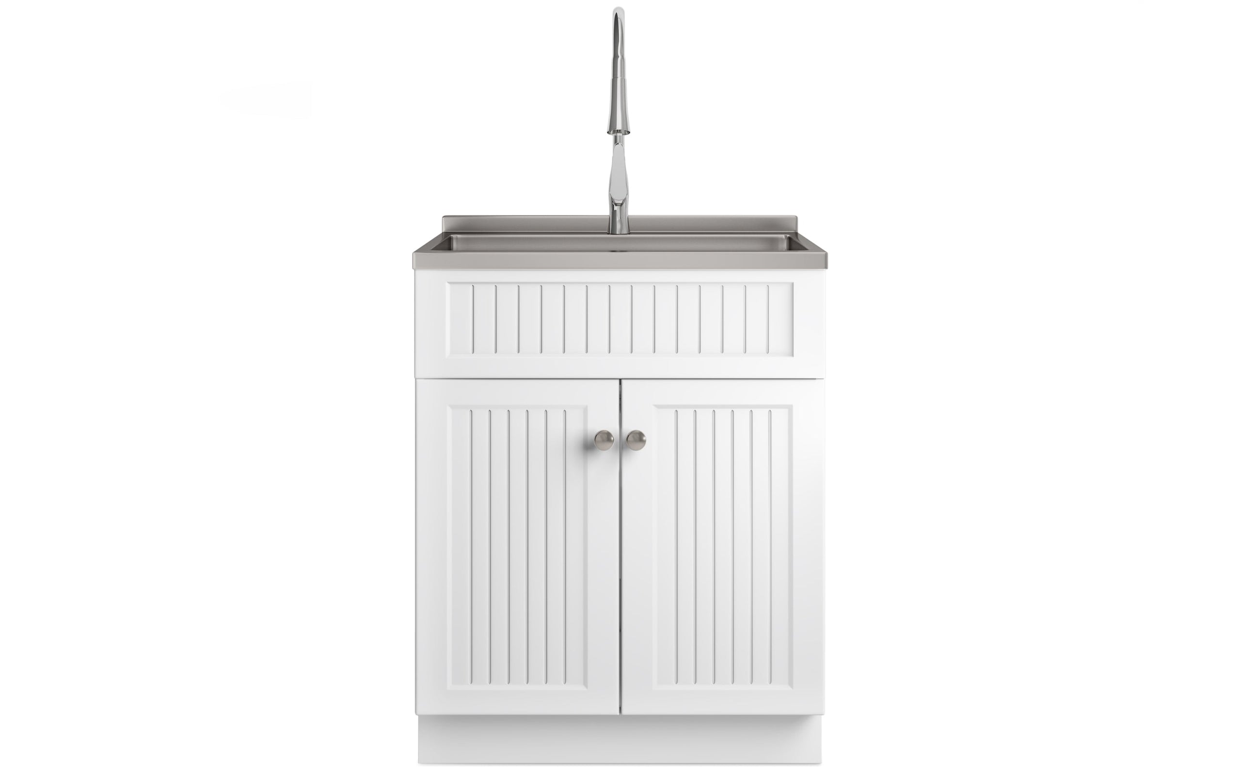 Beckham 28 inch Laundry Cabinet with Faucet and Stainless Steel Sink