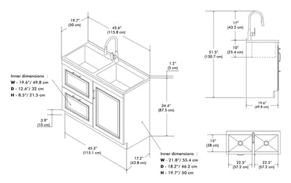 Darwin All-In-One 46-inch Laundry Utility Sink and Cabinet