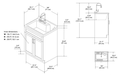 Hennessy 28-inch ABS Utility Sink & Cabinet