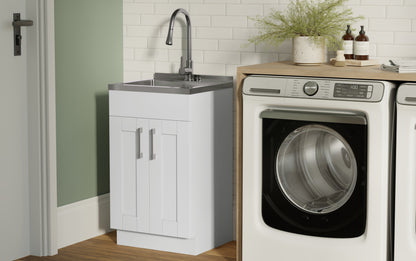 Modern Wide Shaker All-In-One 20-inch Laundry Utility Sink and Cabinet