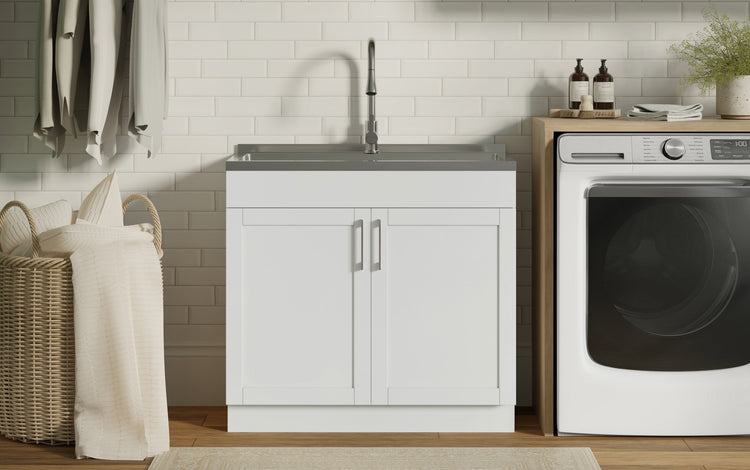 Modern Wide Shaker All-In-One 36-inch Laundry Utility Sink and Cabinet