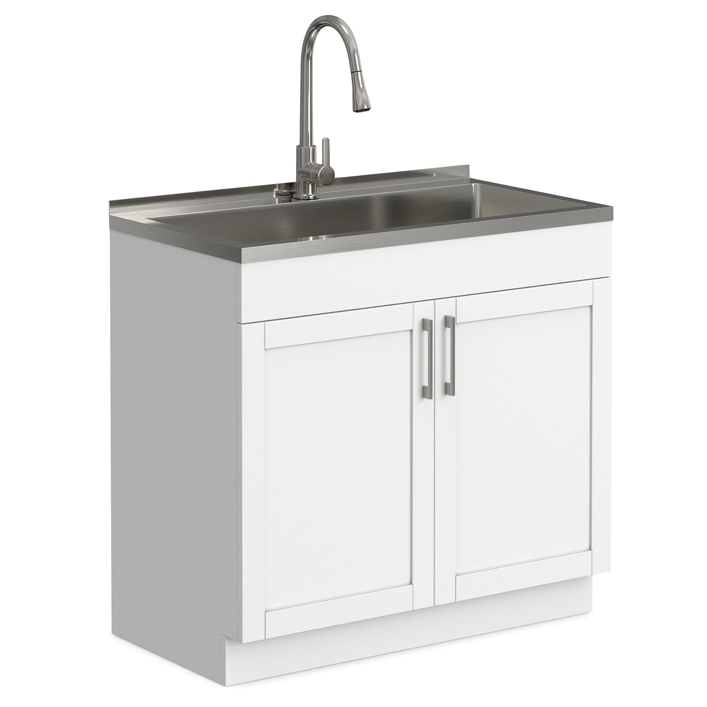 Modern Wide Shaker All-In-One 36-inch Laundry Utility Sink and Cabinet