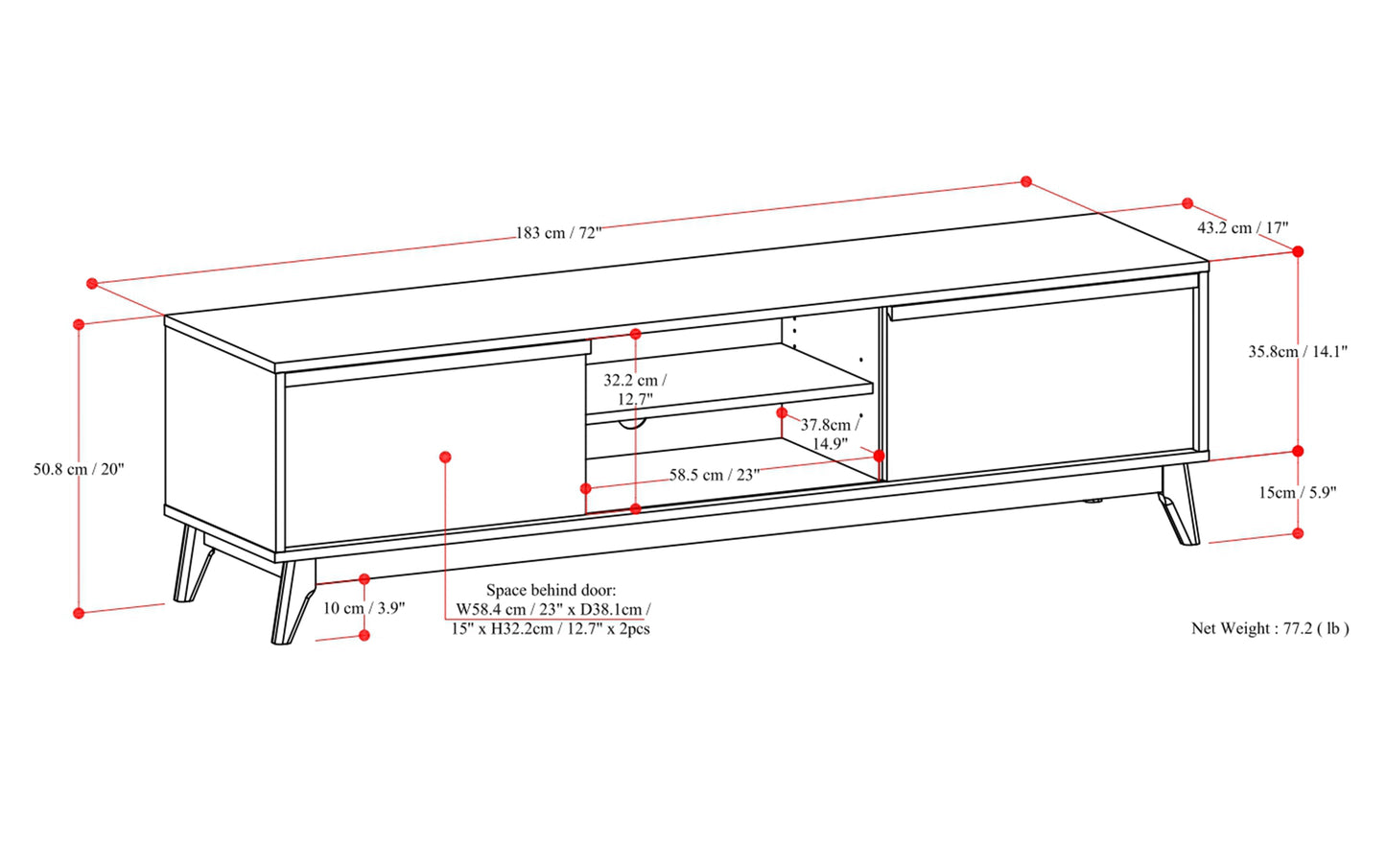 Oak Veneer | Lennon 72 inch Low TV Stand