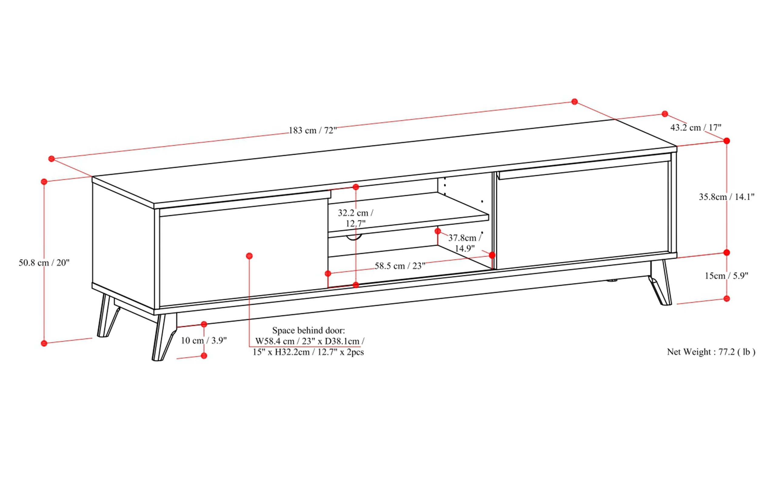 Oak Veneer | Lennon 72 inch Low TV Stand