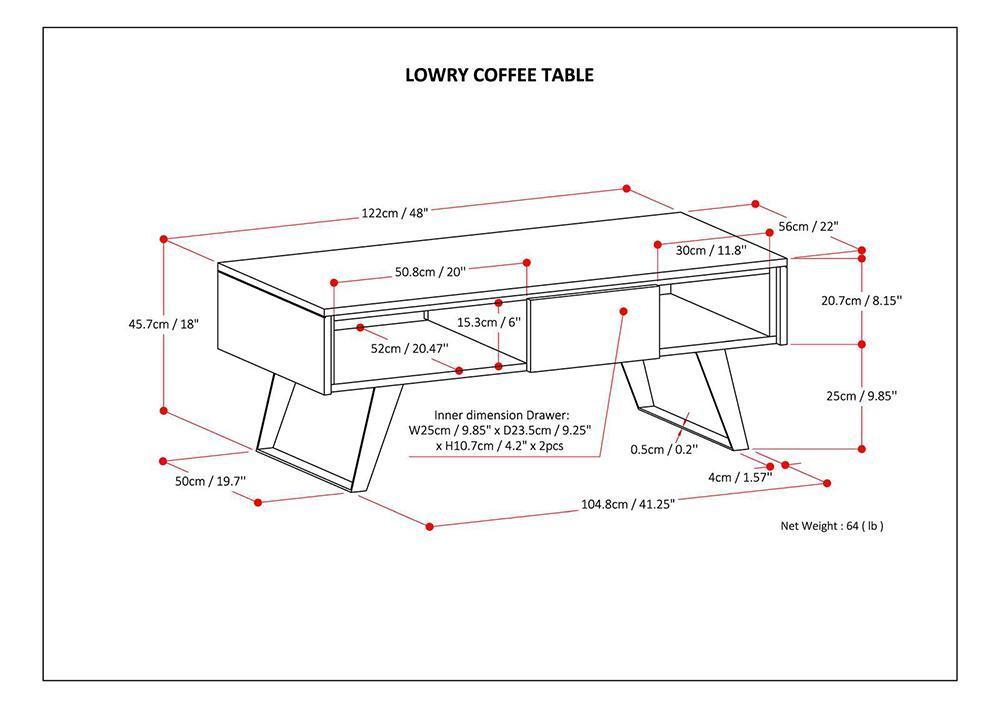 Distressed Charcoal Brown Acacia | Lowry Coffee Table