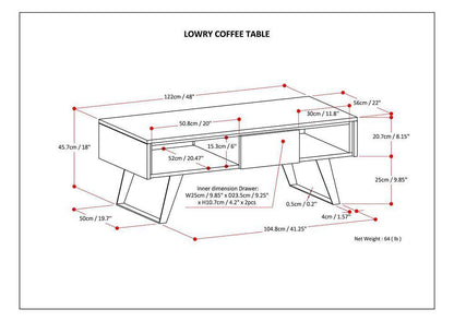 Distressed Charcoal Brown Acacia | Lowry Coffee Table