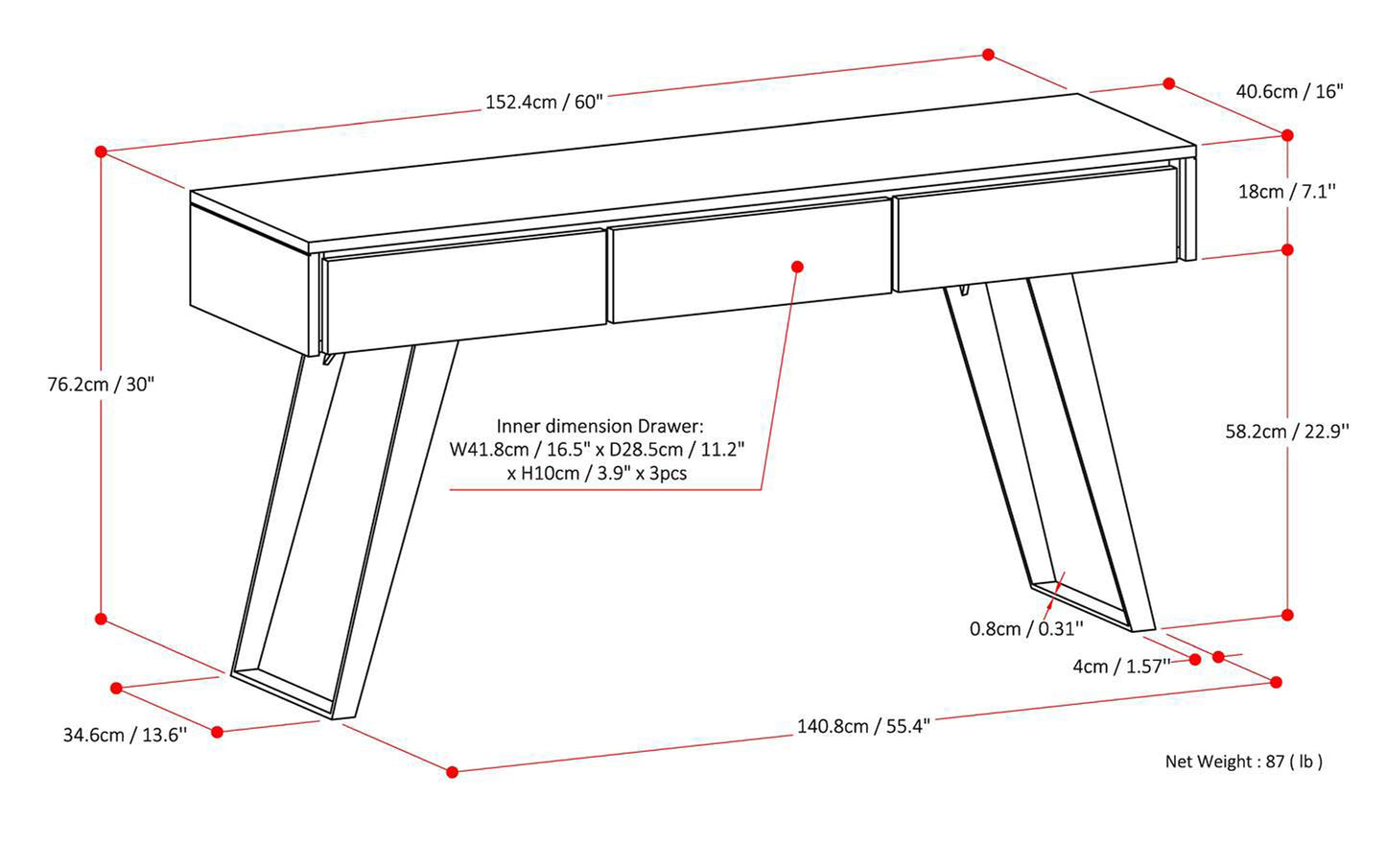 Oak Oak | Lowry Console Sofa Table