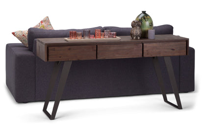 Distressed Charcoal Brown Acacia | Lowry Solid Acacia Console Sofa Table