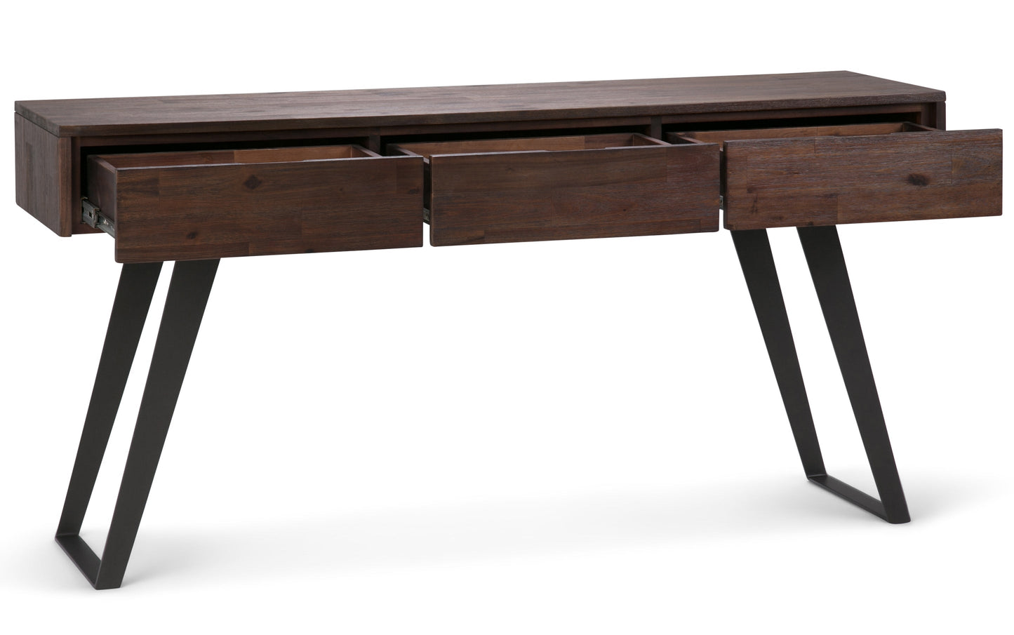 Distressed Charcoal Brown Acacia | Lowry Solid Acacia Console Sofa Table