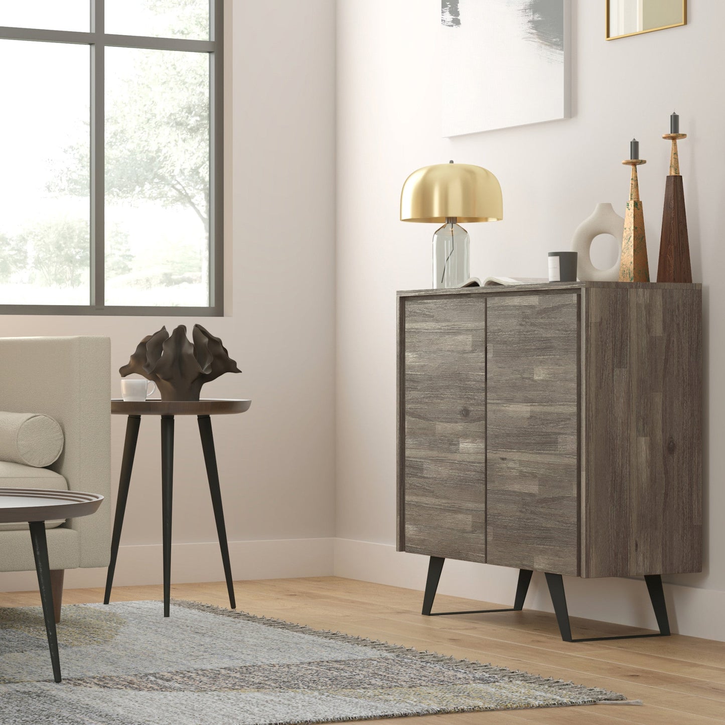 Distressed Grey Acacia | Lowry Medium Storage Cabinet