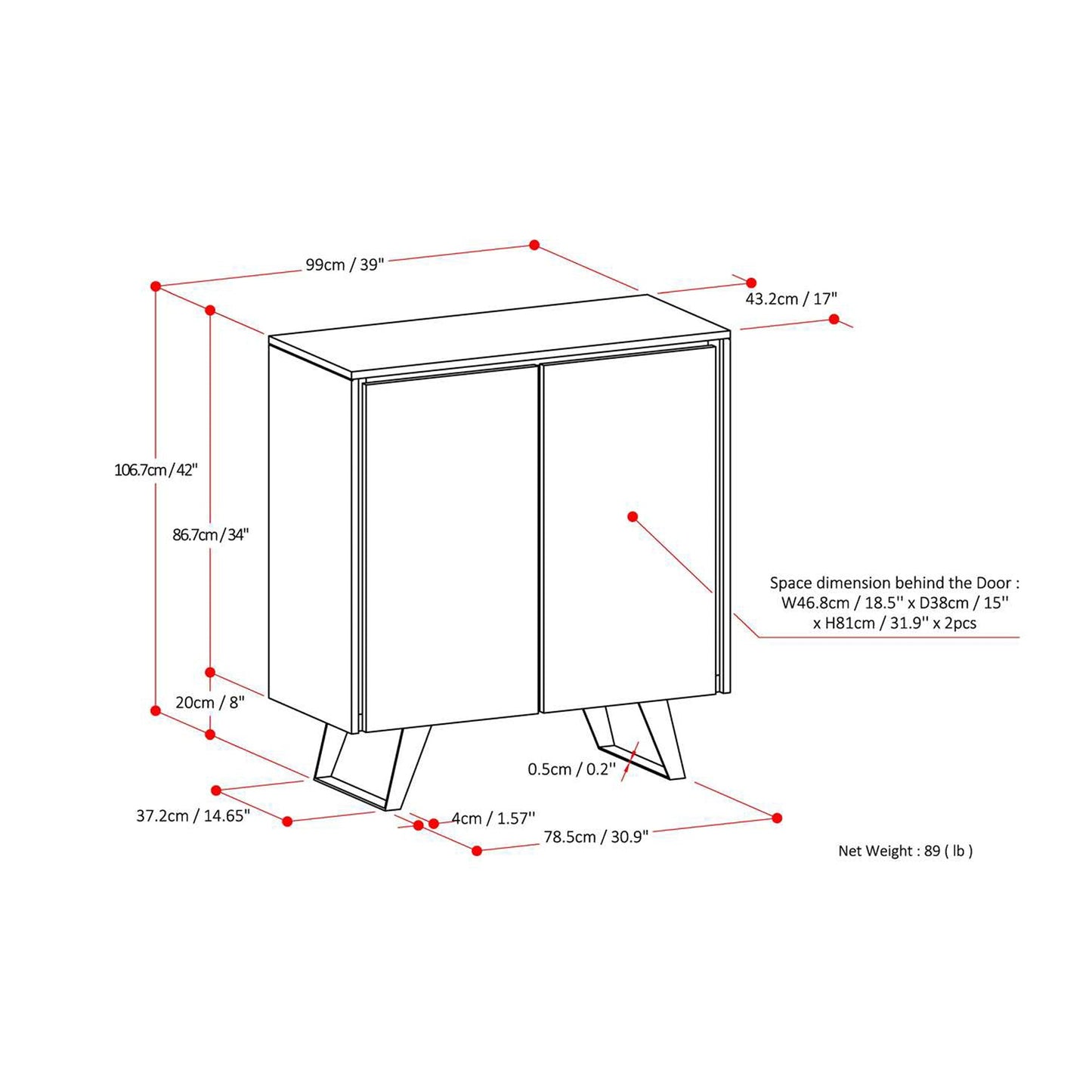 Distressed Grey Acacia | Lowry Medium Storage Cabinet