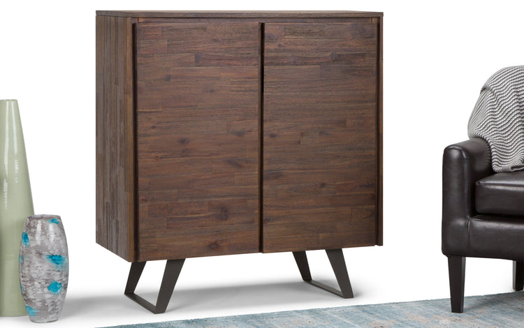 Distressed Charcoal Brown Acacia | Lowry Medium Storage Cabinet