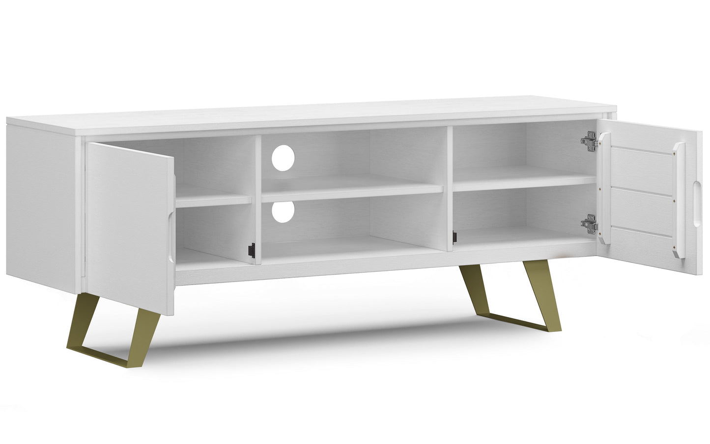 White Acacia | Lowry Solid Acacia Wood Wide TV Media Stand For TVs up to 70 Inches