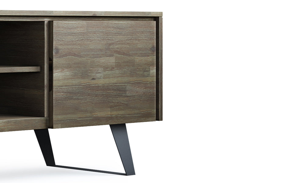 Distressed Grey Acacia | Lowry Solid Acacia Wood Wide TV Media Stand For TVs up to 70 Inches